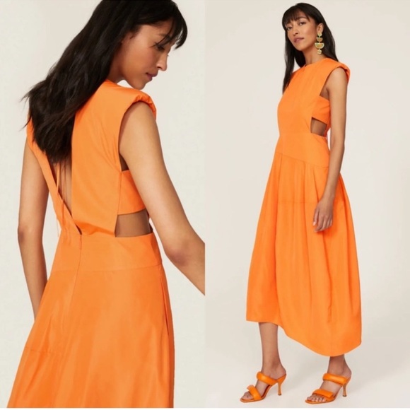 Tibi Italian Sporty Nylon Sleeveless Balloon Dress in Orange Size 8 - Picture 6 of 17